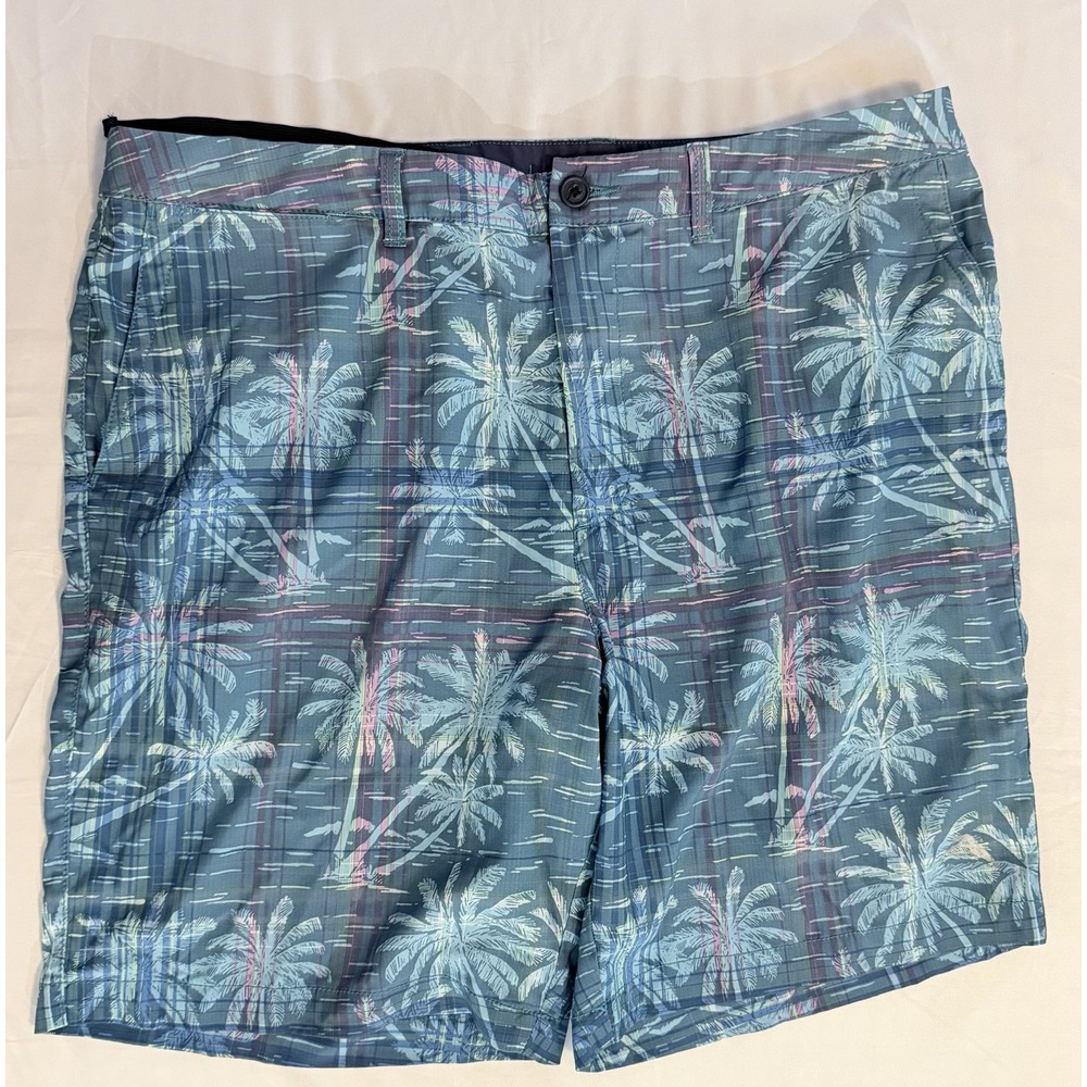 Tommy Bahama Men's Blue Tropical Floral Chino Shorts Flat Front Pockets 8"